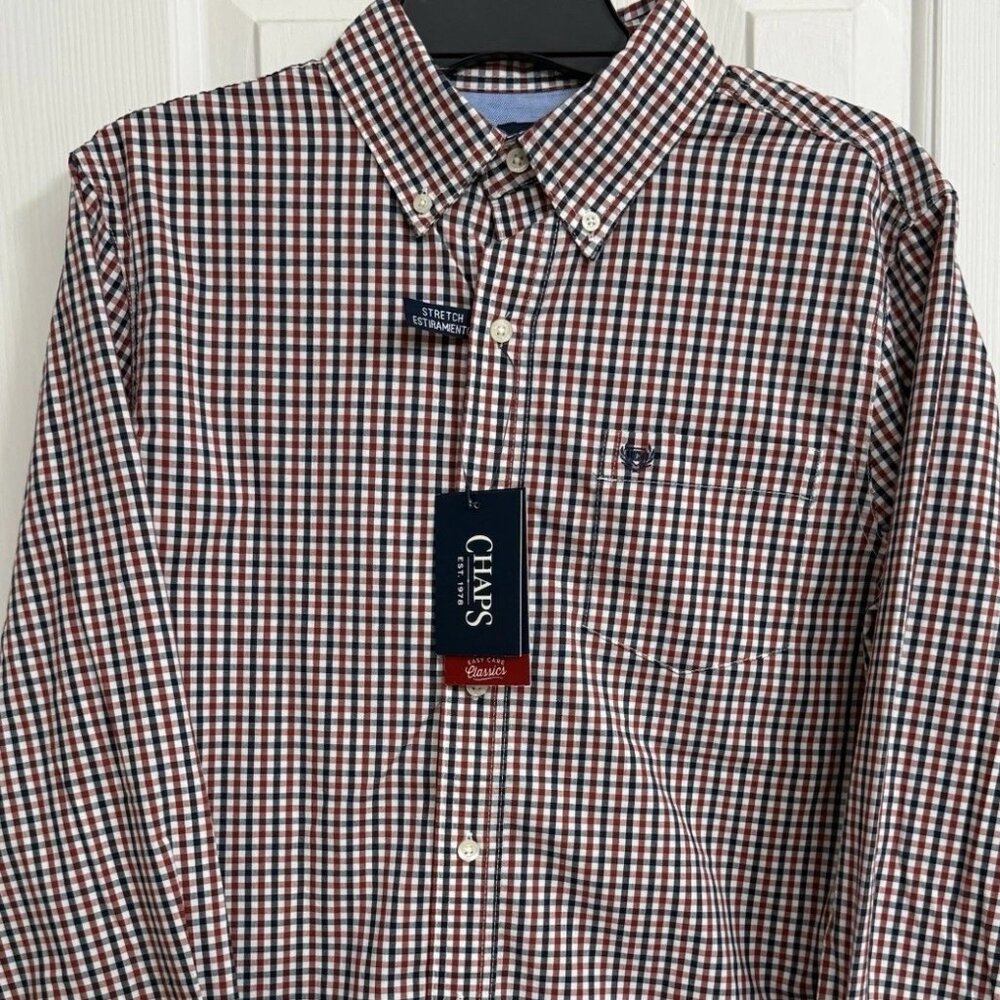 Chaps Men's & Big Men's Classic Long Sleeve Stretch Button-Down Shirt, Sizes S